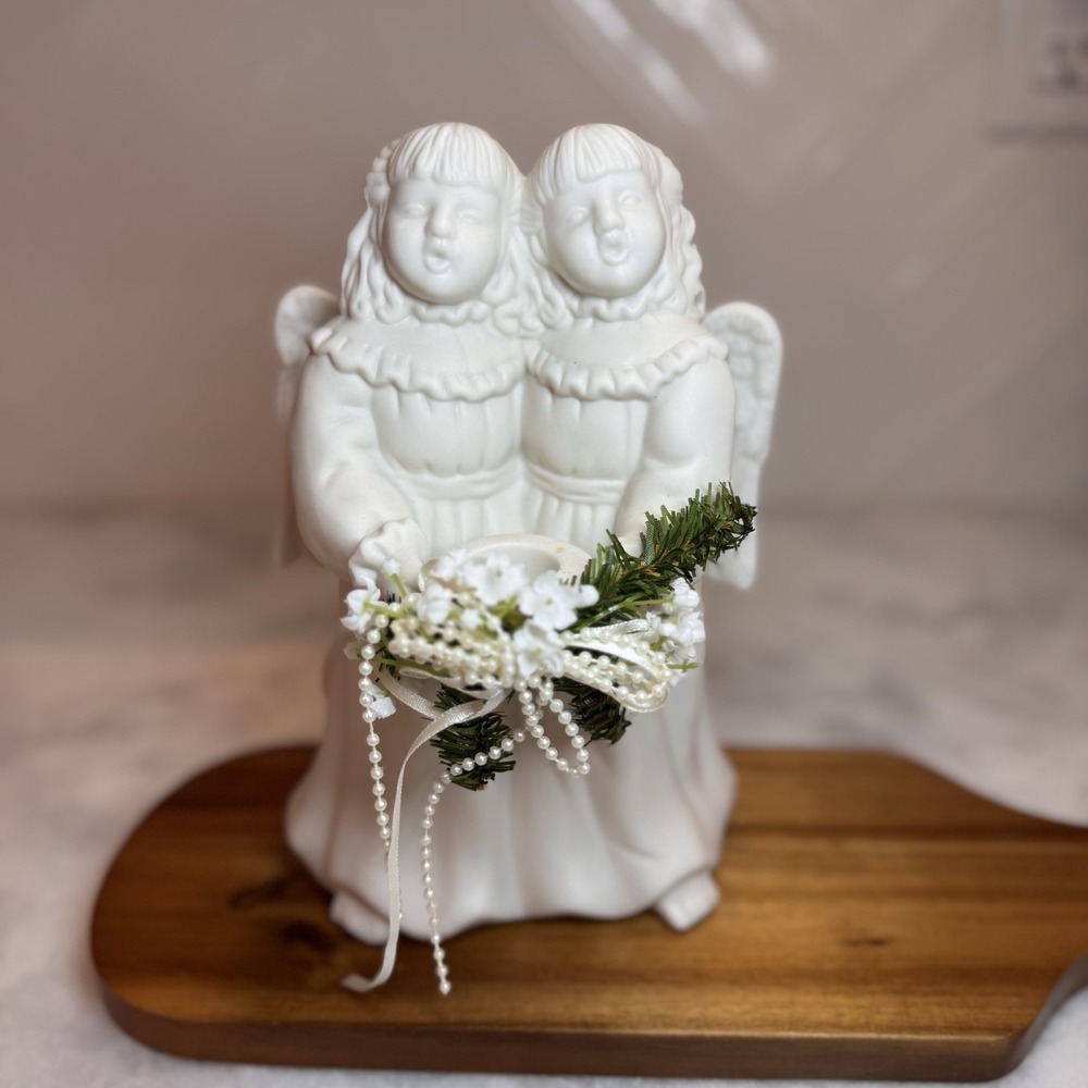 Vintage 1997 Growth Singing Angels Porcelain Votive Candle Holder Figurine